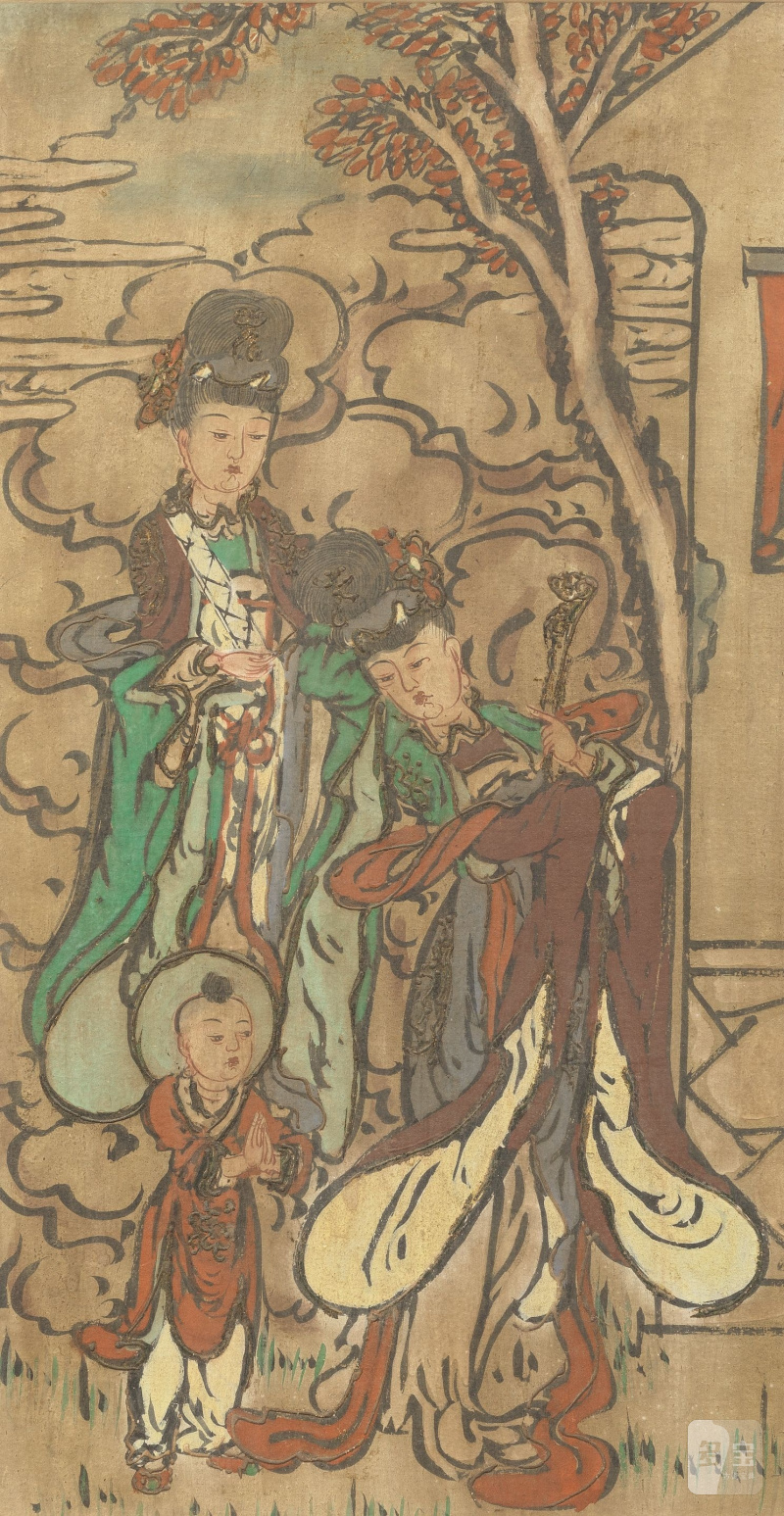 明或更晚 彩繪仙人壁畫屏兩件 | TWO PAINTED FRESCO PANELS DEPICTING FEMALE DEITIES - 图3